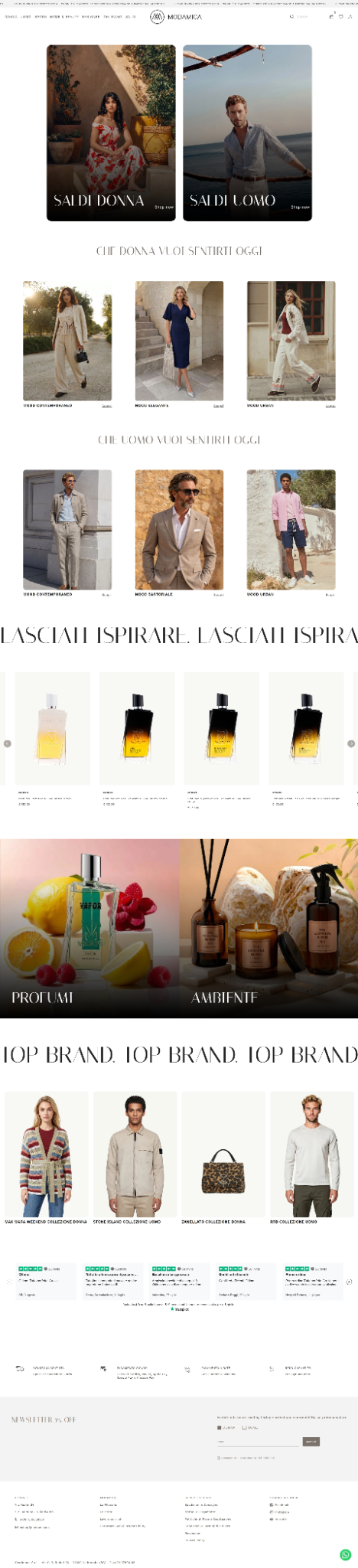 Homepage Modamica prima del restyling