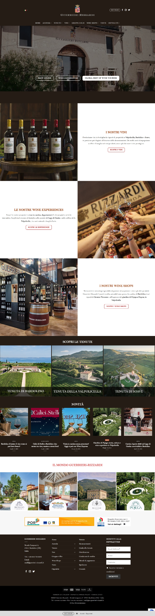 Homepage Guerrieri Rizzardi prima del restyling
